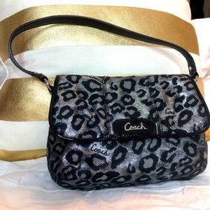 Silver and Black Coach Cheetah Wristlet